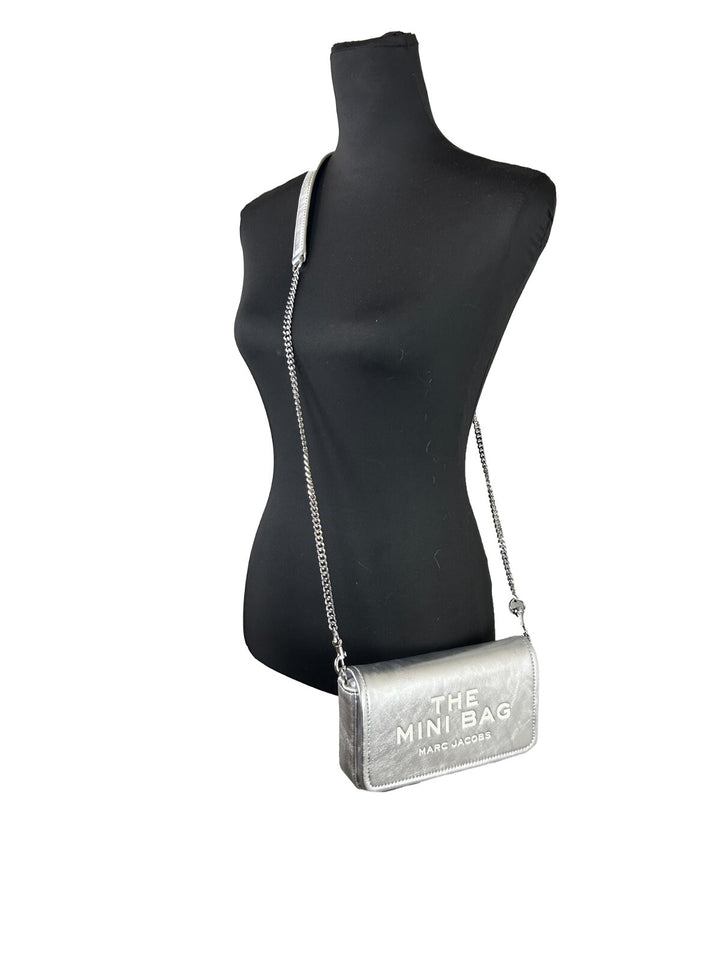 Marc Jacobs The Metallic Leather Chain Mini Bag - Silver Marc Jacobs