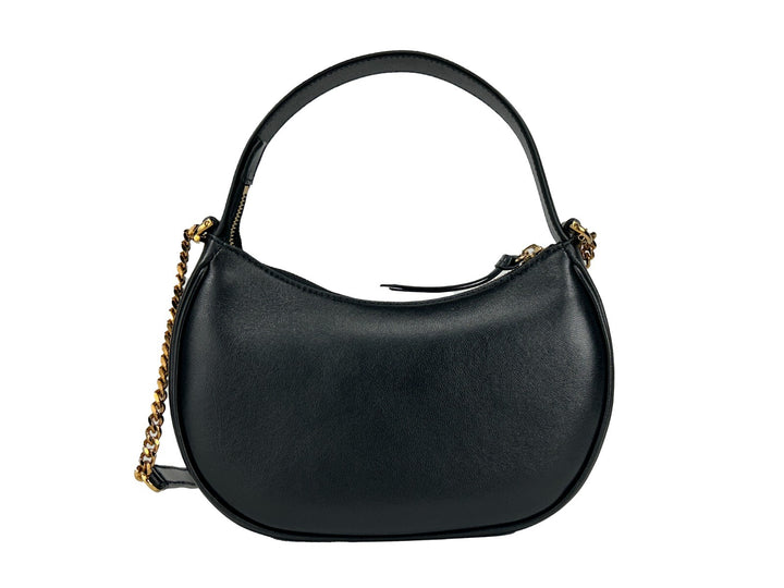 Versace Quilted Black Leather Half Moon Chain Crossbody Bag Versace