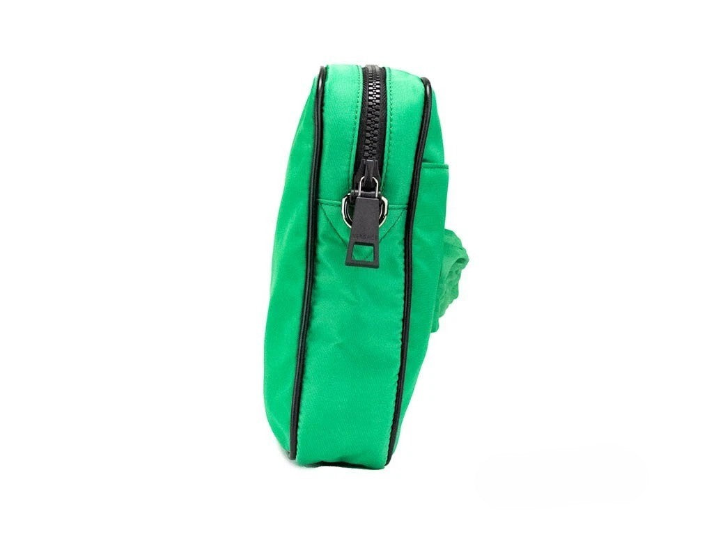 Versace Small Bright Green Nylon Fabric Medusa Crossbody Messenger Bag Purse Versace