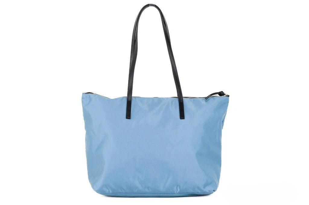 Versace Portuna Medusa Medium Cornflower Blue Nylon Leather Tote Bag Purse Versace