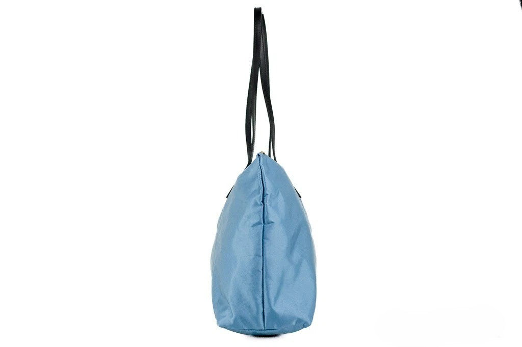 Versace Portuna Medusa Medium Cornflower Blue Nylon Leather Tote Bag Purse Versace