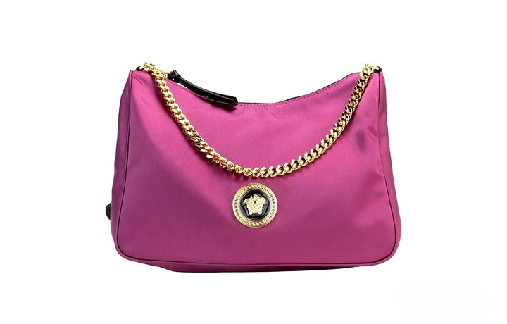 Versace Small Dahlia Nylon Fabric Medusa Pendant Crossbody Shoulder Purse Bag Versace