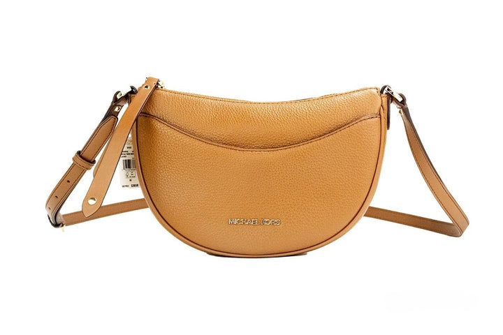 Michael Kors Dover Small Luggage Pebbled Leather Half Moon Crossbody Bag Purse Michael Kors
