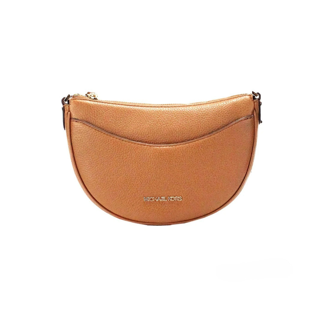 Michael Kors Dover Small Luggage Pebbled Leather Half Moon Crossbody Bag Purse Michael Kors