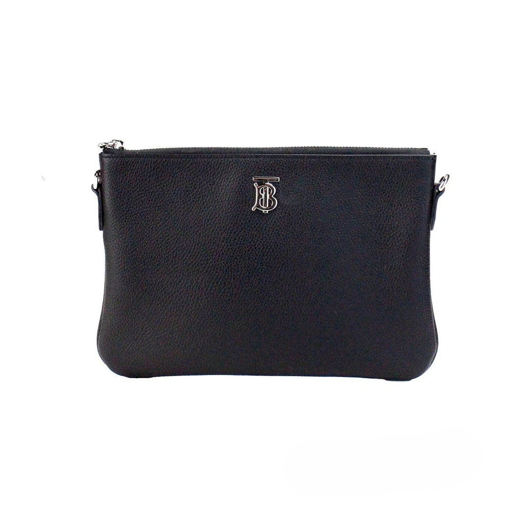 Burberry Peyton Monogram Black Leather Pouch Crossbody Bag Purse Burberry
