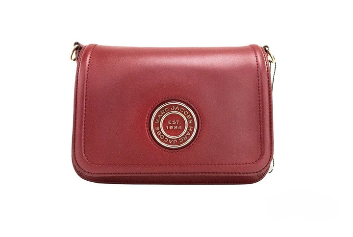 Marc Jacobs Medium Metal Signet Syrah Smooth Leather Flap Crossbody Purse Bag Marc Jacobs