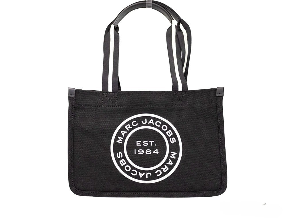 Marc Jacobs Medium Black Canvas Fabric Shoulder Convertible Tote Purse Bag Marc Jacobs