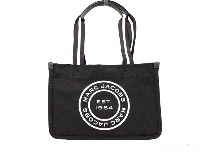 Marc Jacobs Medium Black Canvas Fabric Shoulder Convertible Tote Purse Bag Marc Jacobs