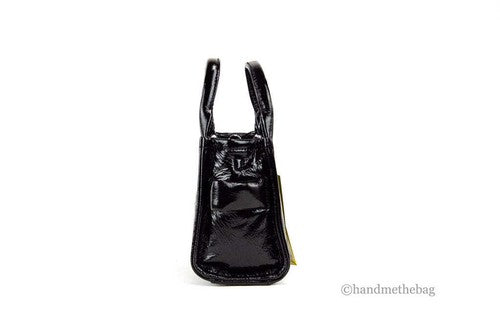 Marc Jacobs The Shiny Crinkle Micro Tote Black Leather Crossbody Bag Handbag Marc Jacobs