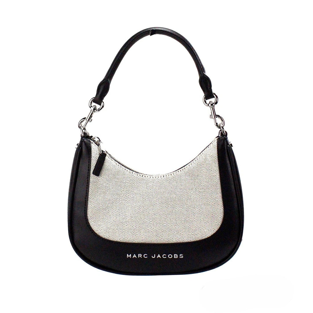 Marc Jacobs Natural Black Canvas Leather Hobo Shoulder Handbag Purse Marc Jacobs