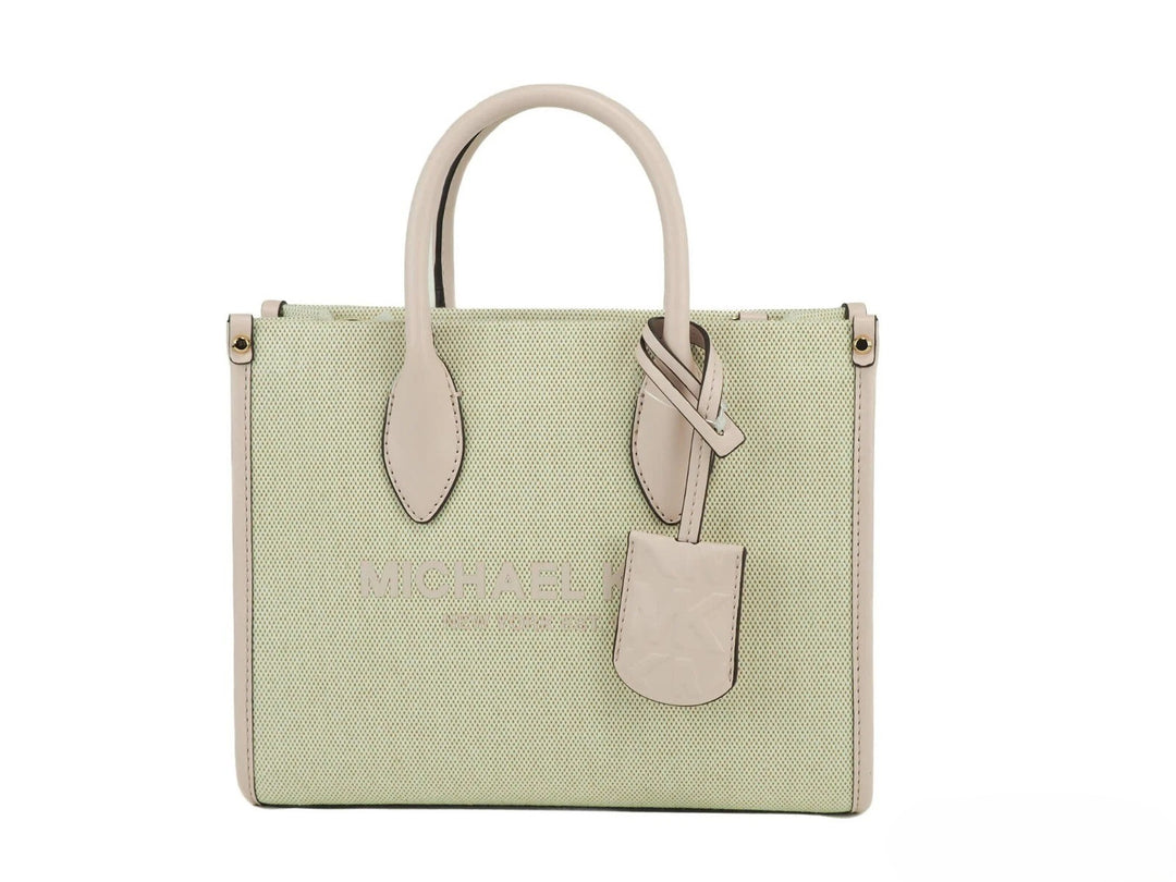 Michael Kors Mirella Small Powder Blush Canvas Shopper Crossbody Handbag Purse Michael Kors