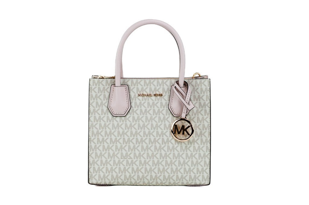 MICHAEL KORS Mercer 35S1GM9M2B Medium Logo And Leather Accordion Crossbody Bag In Powder Blush Multi Michael Kors