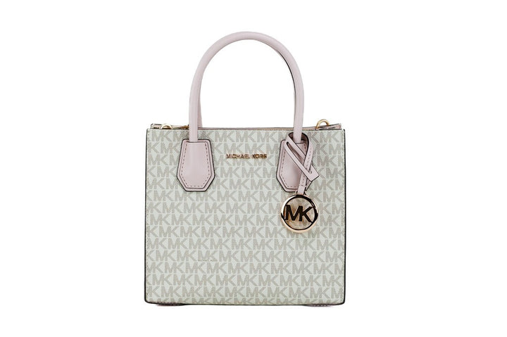 MICHAEL KORS Mercer 35S1GM9M2B Medium Logo And Leather Accordion Crossbody Bag In Powder Blush Multi Michael Kors