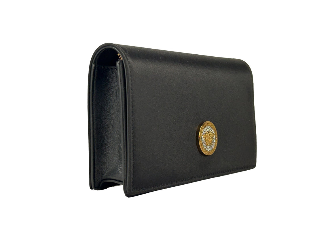 Versace Mini Chain Black Crossbody Wallet Bag Versace