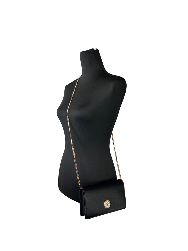 Versace Mini Chain Black Crossbody Wallet Bag Versace