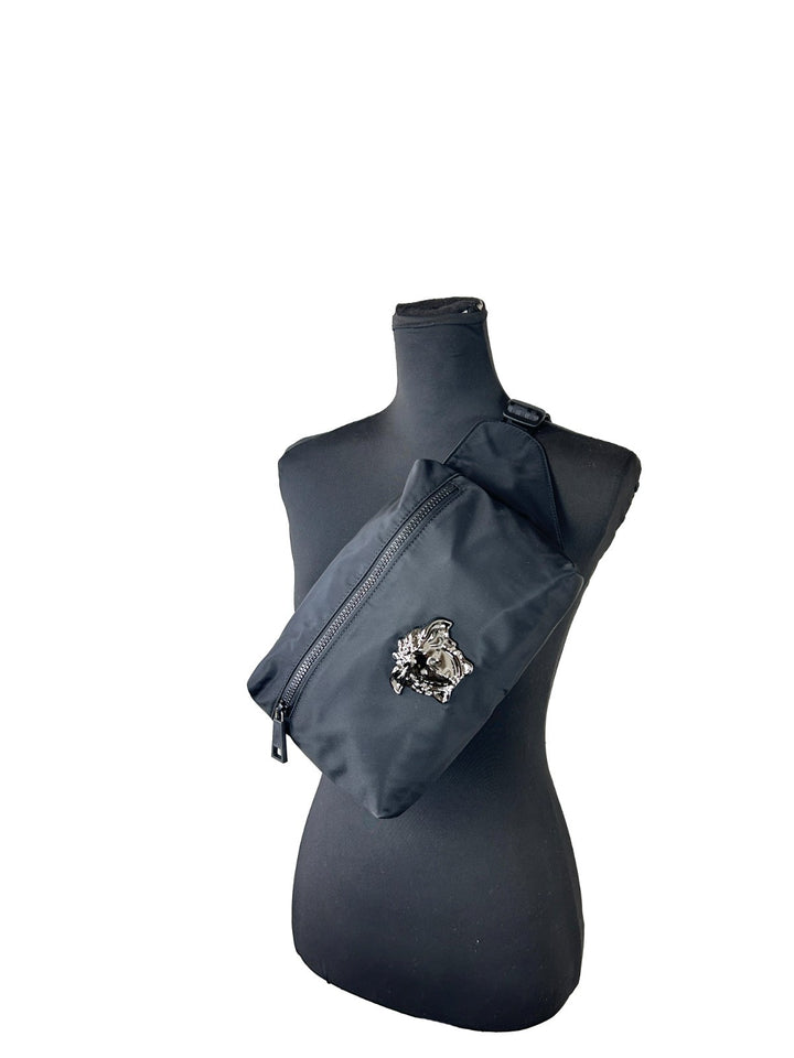 Versace Medusa Black Nylon Belt Bag Waist Fanny Pack Purse Versace
