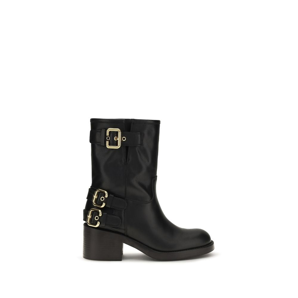 Black Calf Leather Bos Taurus Ankle Boots Chloé