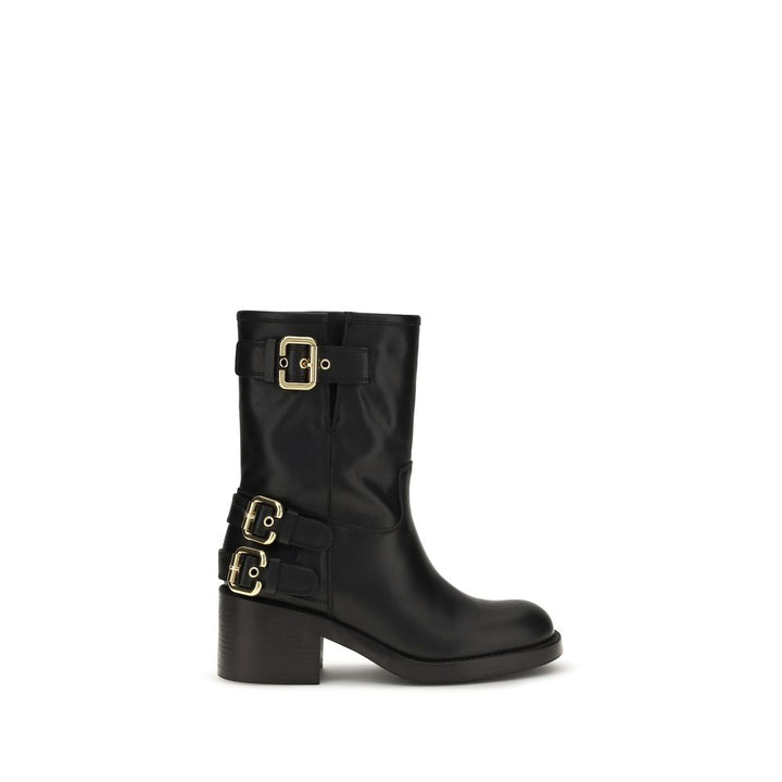 Black Calf Leather Bos Taurus Ankle Boots Chloé