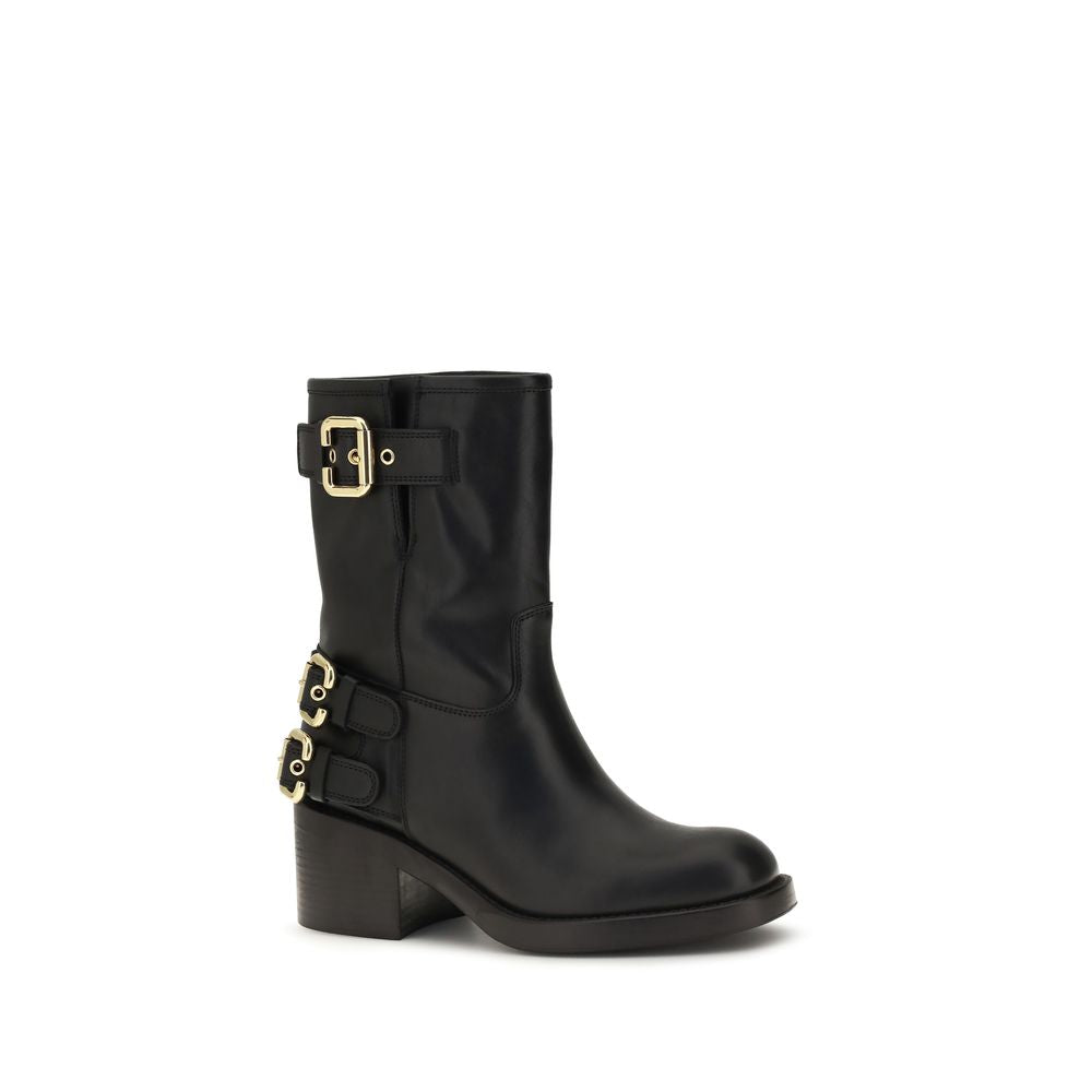 Black Calf Leather Bos Taurus Ankle Boots Chloé