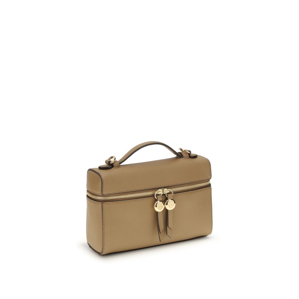 Beige Calf Leather Bos Taurus Handbag Tory Burch