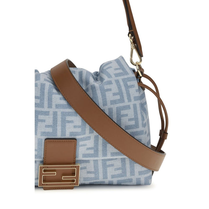 Blue Cotton Shoulder Bag Fendi