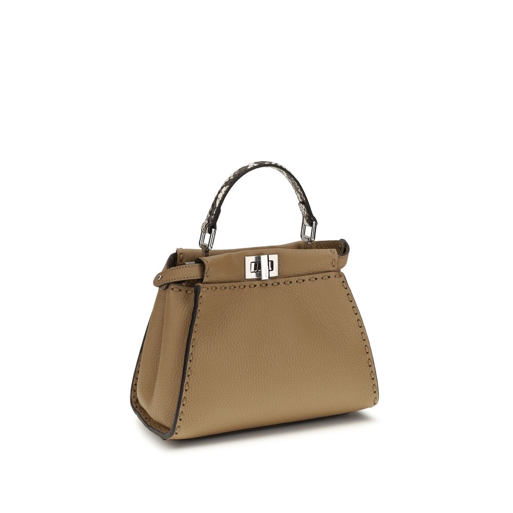 Beige Calf Leather Bos Taurus Handbag Fendi