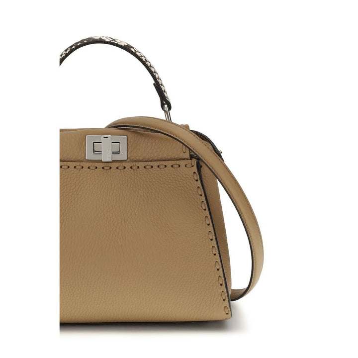Beige Calf Leather Bos Taurus Handbag Fendi