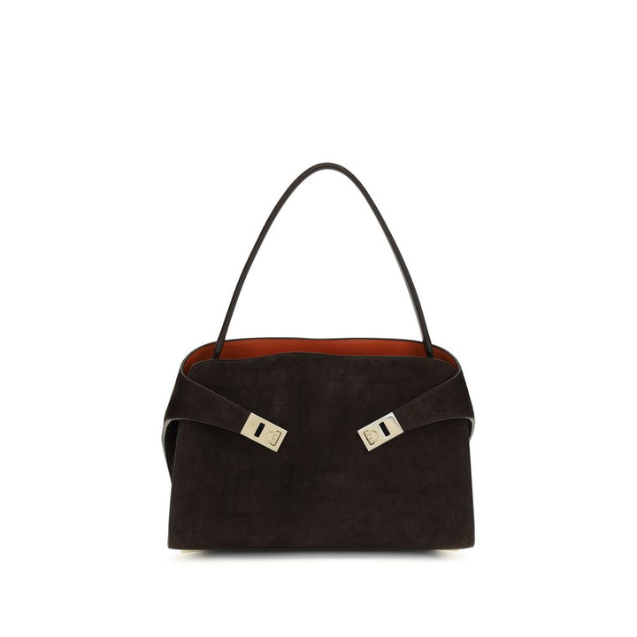 Brown Calf Leather Bos Taurus Shoulder Bag Ferragamo