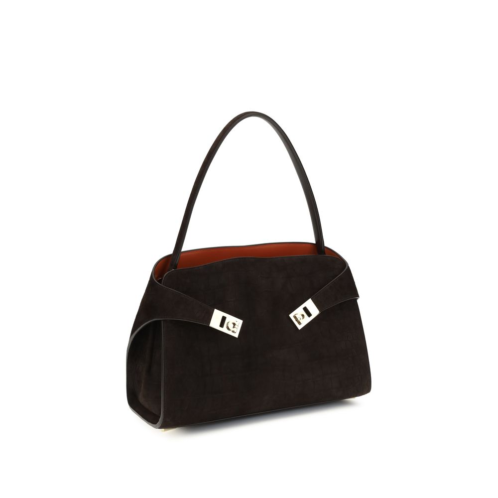 Brown Calf Leather Bos Taurus Shoulder Bag Ferragamo