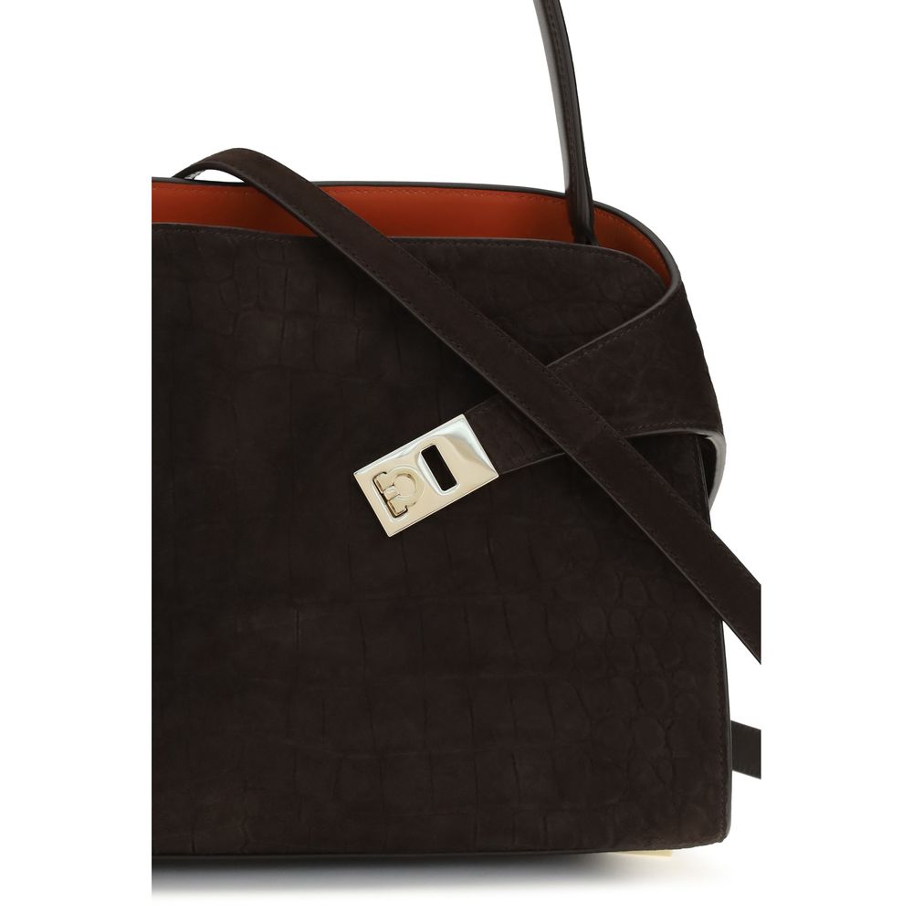 Brown Calf Leather Bos Taurus Shoulder Bag Ferragamo
