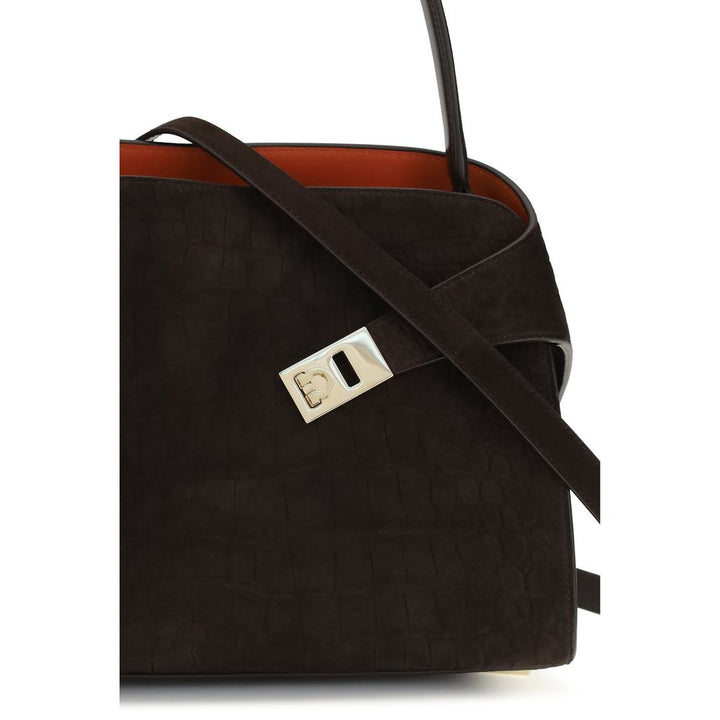 Brown Calf Leather Bos Taurus Shoulder Bag Ferragamo