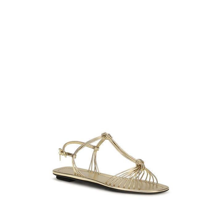 Gold Calf Leather Bos Taurus Flat Sandals Prada