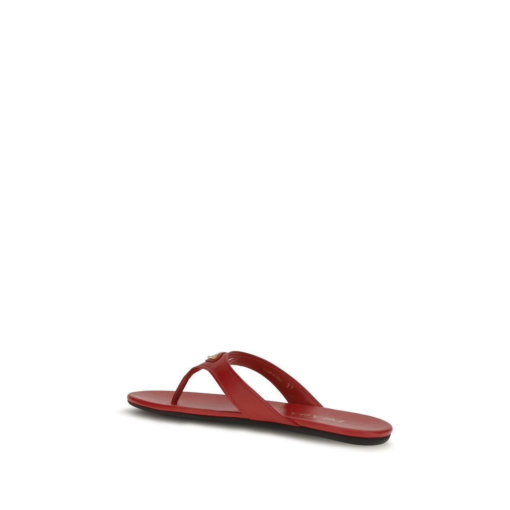 Multicolor Calf Leather Bos Taurus Flat Sandals Prada