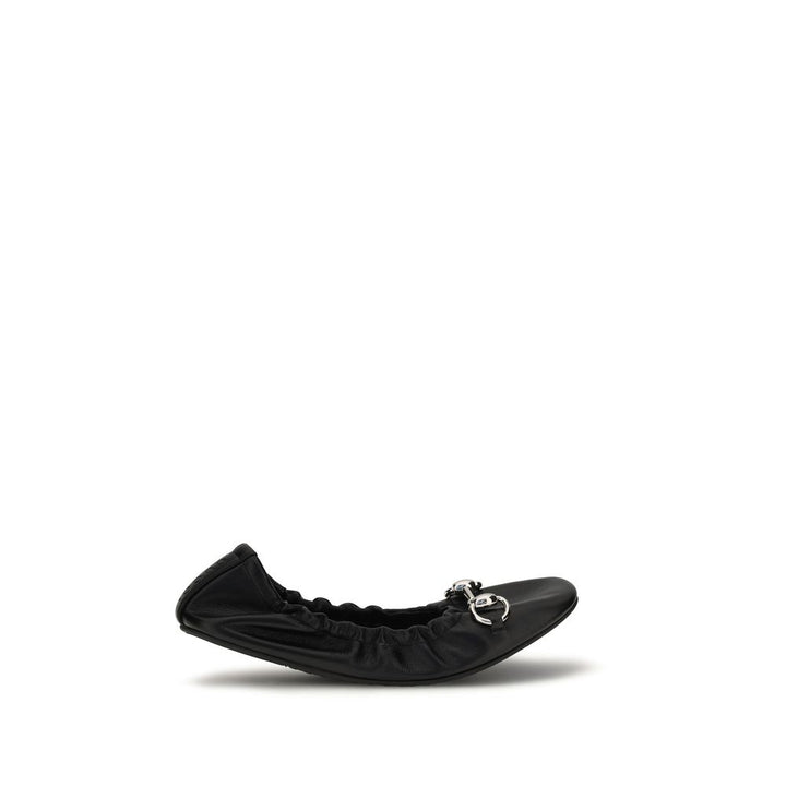 Black Calf Leather Bos Taurus Ballet Flats Gucci