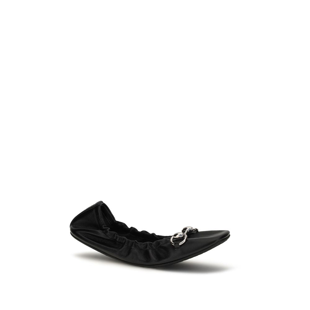 Black Calf Leather Bos Taurus Ballet Flats Gucci