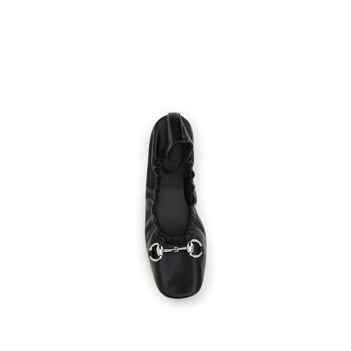 Black Calf Leather Bos Taurus Ballet Flats Gucci
