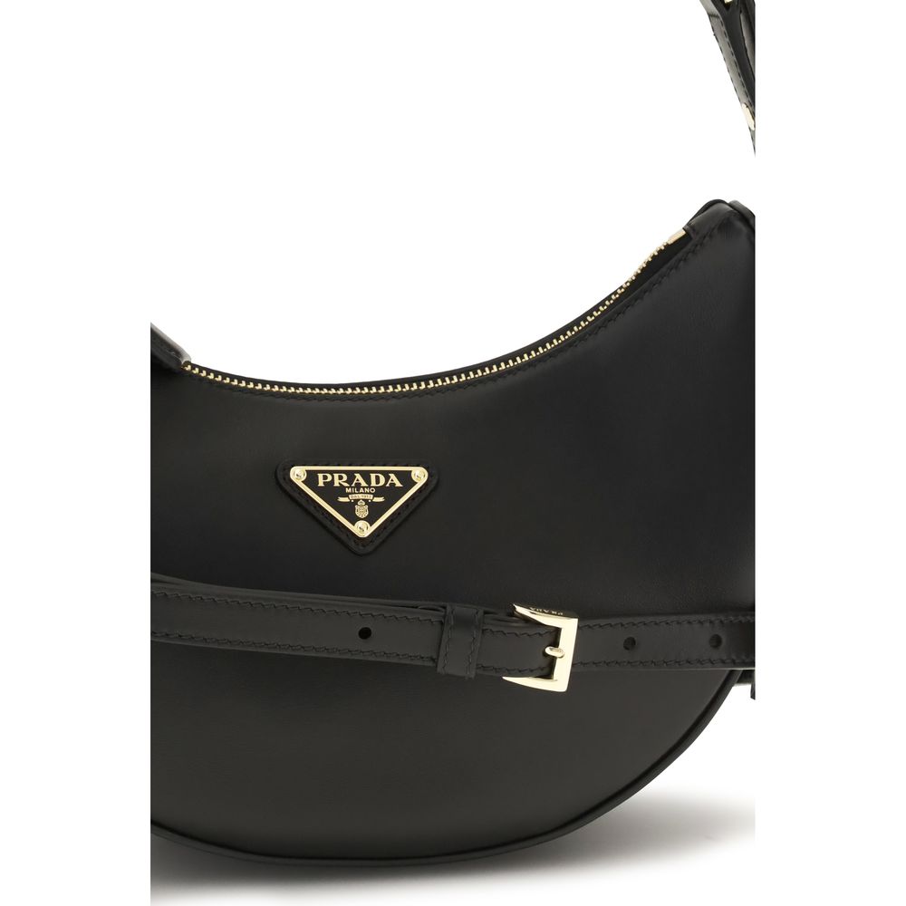 Black Calf Leather Bos Taurus Shoulder Bag Prada