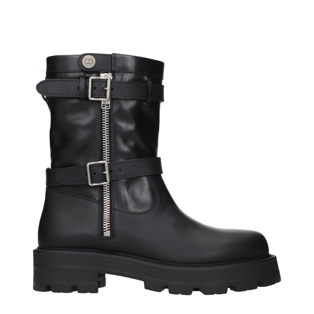 Black Leather Ankle Boots Christian Dior