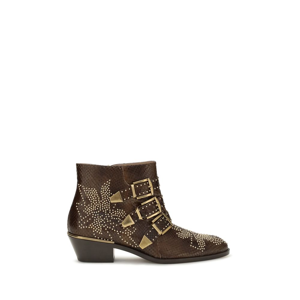 Brown Calf Leather Bos Taurus Ankle Boots Chloé