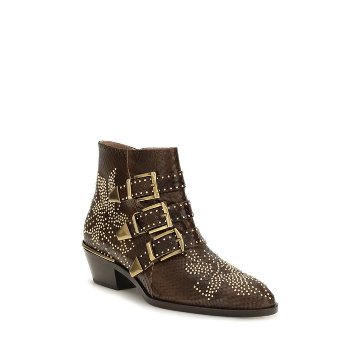 Brown Calf Leather Bos Taurus Ankle Boots Chloé