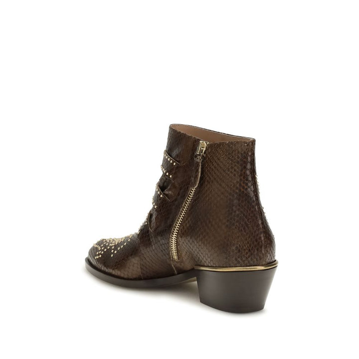 Brown Calf Leather Bos Taurus Ankle Boots Chloé