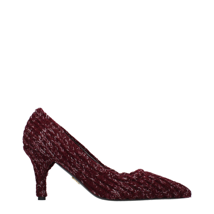 Red Fabric Mid Heel Pumps Prada