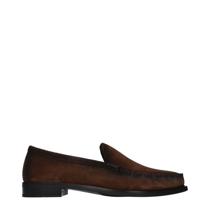 Brown Leather Slip-On Loafers Prada