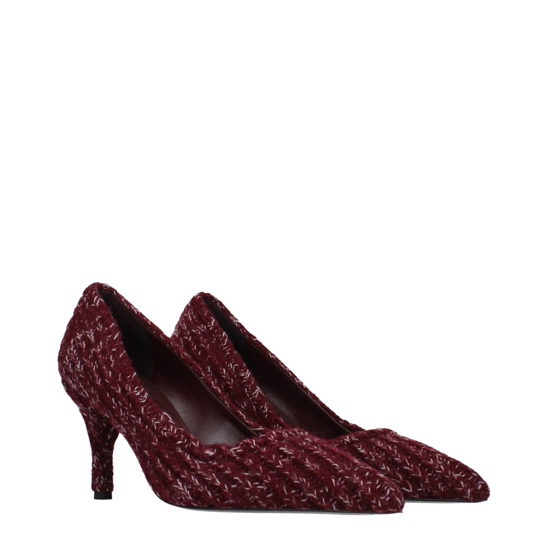 Red Fabric Mid Heel Pumps Prada