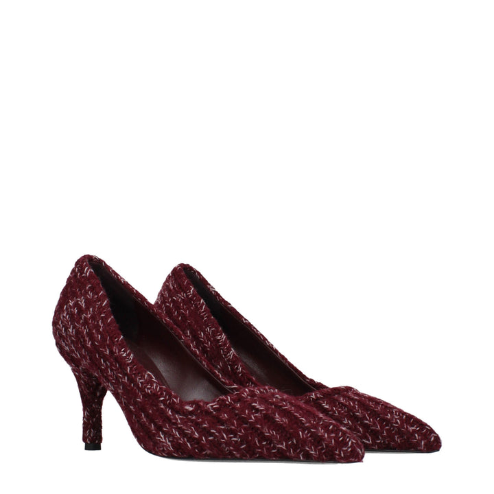 Red Fabric Mid Heel Pumps Prada