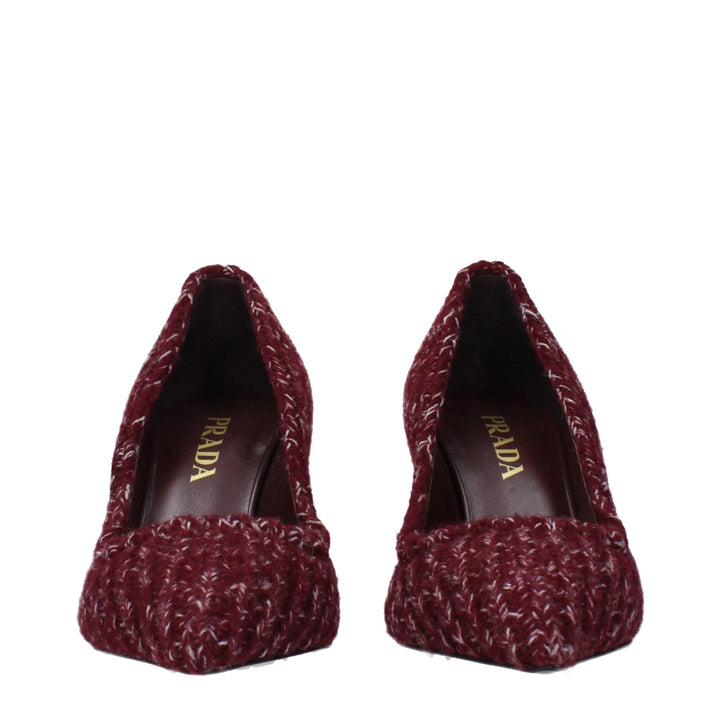 Red Fabric Mid Heel Pumps Prada
