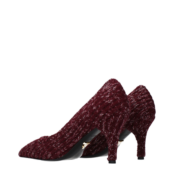 Red Fabric Mid Heel Pumps Prada