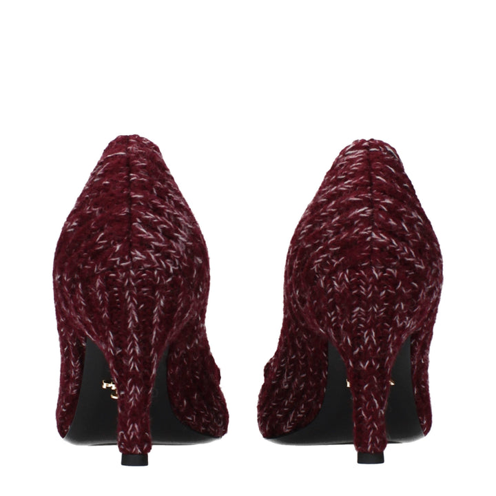 Red Fabric Mid Heel Pumps Prada