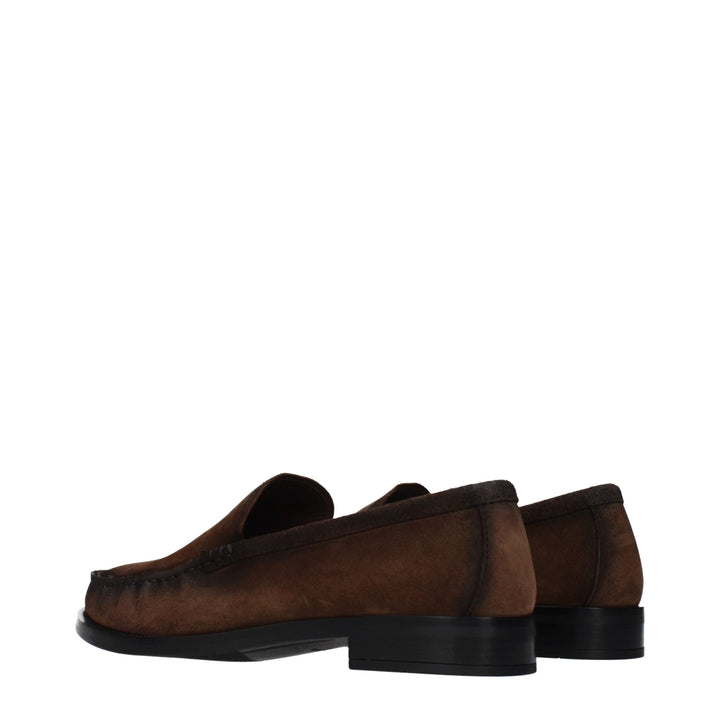 Brown Leather Slip-On Loafers Prada