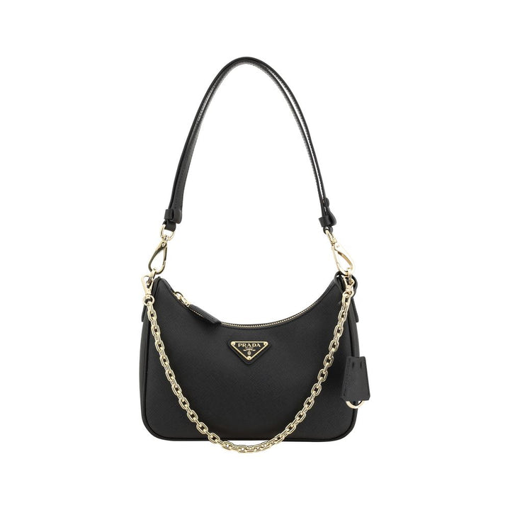 Black Calf Leather Bos Taurus Shoulder Bag Prada